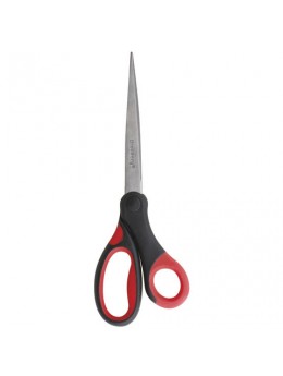 Ножницы BRAUBERG 'Office', 210 мм, прорезиненные ручки, красно-черные, 2-х сторонняя заточка, блистер, 231566