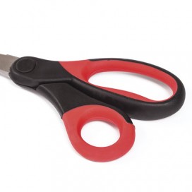 Ножницы BRAUBERG 'Office', 210 мм, прорезиненные ручки, красно-черные, 2-х сторонняя заточка, блистер, 231566