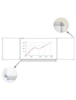 Доска магнитно-маркерная 3-х элементная (100х150/300 см), 5 рабочих поверхностей, белая, BRAUBERG, 231708