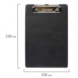 Доска-планшет МАЛЫЙ ФОРМАТ (158х230 мм), А5, BRAUBERG 'NUMBER ONE 'с прижимом, картон/ПВХ, ЧЕРНАЯ, 232224