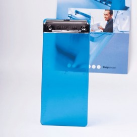 Доска-планшет МАЛЫЙ ФОРМАТ (100х228 мм), BRAUBERG 'Espresso', с прижимом для счетов, заказов, пластик, 2 мм, синяя, 232234