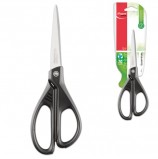 Ножницы MAPED (Франция) 'Essentials Green', 210 мм, черные, эргономичные ручки, картонная упаковка с европодвесом, 468110