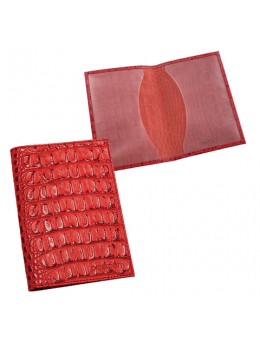 Обложка для паспорта BEFLER 'Кайман', натуральная кожа, тиснение 'крокодил', красная, О.1-13красн