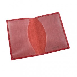 Обложка для паспорта BEFLER 'Кайман', натуральная кожа, тиснение 'крокодил', красная, О.1-13красн