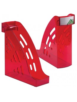 Лоток вертикальный для бумаг СТАММ 'Торнадо' (255х300 мм), ширина 95 мм, тонированный темно-красный, ЛТ407