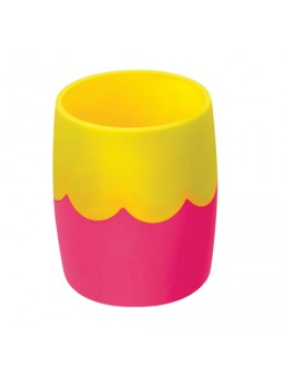Подставка-органайзер СТАММ (стакан для ручек), розово-желтая, непрозрачная, СН502
