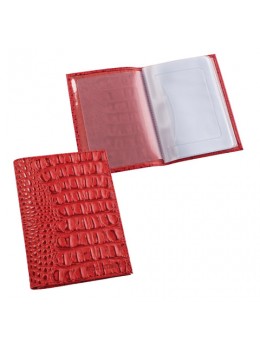 Бумажник водителя BEFLER 'Кайман', натуральная кожа, тиснение, 6 пластиковых карманов, красный, BV.1.-13