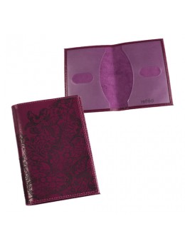 Обложка для паспорта BEFLER 'Гипюр', натуральная кожа, тиснение, фиолетовая, O.32.-1