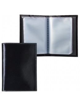 Визитница карманная BEFLER 'Classic' на 40 визиток, натуральная кожа, черная, V.32.-1
