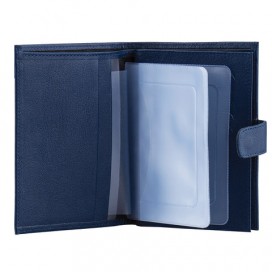 Бумажник водителя FABULA 'Largo', натуральная кожа, тиснение, 6 пластиковых карманов, кнопка, синий, BV.8.LG
