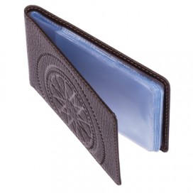 Визитница карманная FABULA 'Talisman' на 40 визиток, натуральная кожа, тиснение, шоколадная, V.72.SN