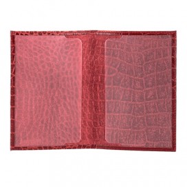 Обложка для паспорта FABULA 'Croco Nile', натуральная кожа, 'крокодил', красная, O.1/1.KR