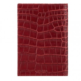 Обложка для паспорта FABULA 'Croco Nile', натуральная кожа, 'крокодил', красная, O.1/1.KR