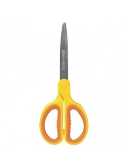 Ножницы BRAUBERG 'Extra' 155 мм, классической формы, ребристые резиновые вставки, оранжево-желтые, 236450
