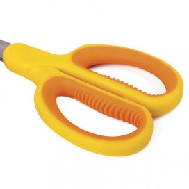 Ножницы BRAUBERG 'Extra' 155 мм, классической формы, ребристые резиновые вставки, оранжево-желтые, 236450