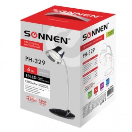 Светильник настольный SONNEN PH-329, на подставке, светодиодный, 6 Вт, аккумулятор, зарядка от USB, черный, 236694
