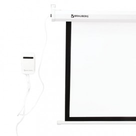 Экран проекционный настенный (180х180 см), матовый, электропривод, 1:1, BRAUBERG 'MOTO', 236733