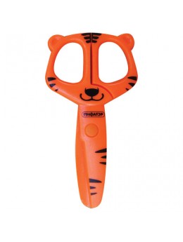 Ножницы ПИФАГОР 'Тигренок', 120 мм, с безопасными пластиковыми лезвиями, оранжевые, картонная упаковка с европодвесом, 236858