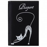Обложка для паспорта BEFLER 'Изящная кошка', натуральная кожа, тиснение, черная, O.31.-1