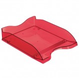 Лоток горизонтальный для бумаг СТАММ 'Люкс', А4 (350х255х70 мм), тонированный темно-красный, ЛТ611