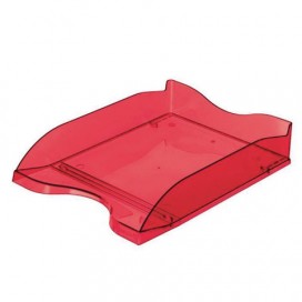 Лоток горизонтальный для бумаг СТАММ 'Люкс', А4 (350х255х70 мм), тонированный темно-красный, ЛТ611