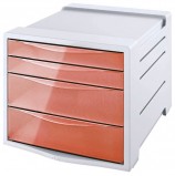 Блок из 4 закрытых лотков для бумаги, настольный, ESSELTE 'Colour'Ice', 285х245х365 мм, оранжевый, 626283