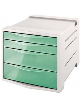 Блок из 4 закрытых лотков для бумаги, настольный, ESSELTE 'Colour'Ice', 285х245х365 мм, зеленый, 626285