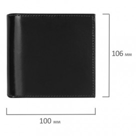 Портмоне мужское BEFLER 'Classic', 100х106 мм, натуральная кожа, на кнопке, черное, PМ.21.-1