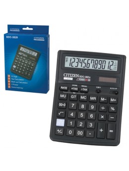 Калькулятор настольный CITIZEN SDC-382 (192х143 мм), 12 разрядов, двойное питание