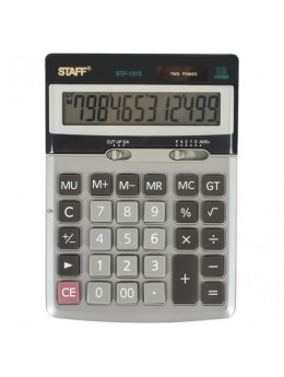 Калькулятор настольный металлический STAFF STF-1312 (170х125 мм), 12 разрядов, двойное питание, 250119 Калькулятор настольный металлический STAFF STF-1312 (170х125 мм), 12 разрядов, двойное питание, 250119