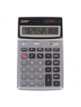 Калькулятор настольный металлический STAFF STF-1612 (175х107 мм), 12 разрядов, двойное питание, 250120