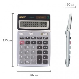 Калькулятор настольный металлический STAFF STF-1612 (175х107 мм), 12 разрядов, двойное питание, 250120
