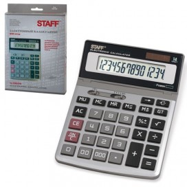 Калькулятор настольный металлический STAFF STF-1714 (200х152 мм), 14 разрядов, двойное питание, 250180