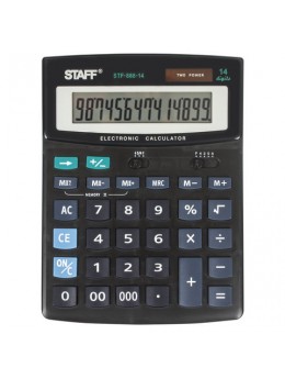 Калькулятор настольный STAFF STF-888-14 (200х150 мм), 14 разрядов, двойное питание, 250182 Калькулятор настольный STAFF STF-888-14 (200х150 мм), 14 разрядов, двойное питание, 250182