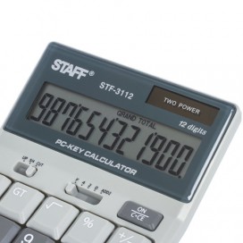 Калькулятор STAFF настольный STF-3112, 12 разрядов, двойное питание, компьютерные клавиши, 175х107мм, 250289