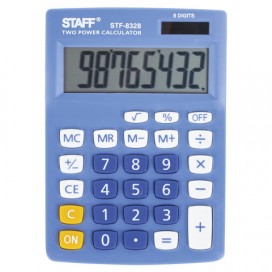 Калькулятор настольный STAFF STF-8328, КОМПАКТНЫЙ (145х103 мм), 8 разрядов, двойное питание, ГОЛУБОЙ, 250294