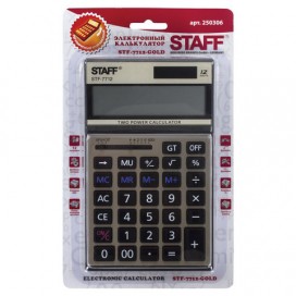 Калькулятор настольный металлический STAFF STF-7712-GOLD (179х107 мм), 12 разрядов, ЗОЛОТИСТЫЙ, блистер, 250306