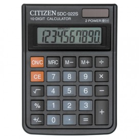 Калькулятор настольный CITIZEN SDC-022S, КОМПАКТНЫЙ (120х87 мм), 10 разрядов, двойное питание