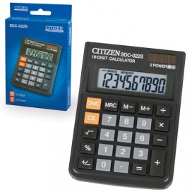 Калькулятор настольный CITIZEN SDC-022S, КОМПАКТНЫЙ (120х87 мм), 10 разрядов, двойное питание