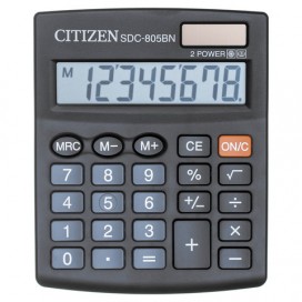 Калькулятор настольный CITIZEN SDC-805BN, МАЛЫЙ (124x102 мм), 8 разрядов, двойное питание