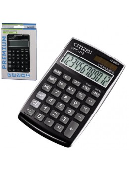 Калькулятор CITIZEN карманный CPC-112BKWB, 12 разрядов, двойное питание, 120х72 мм, черный