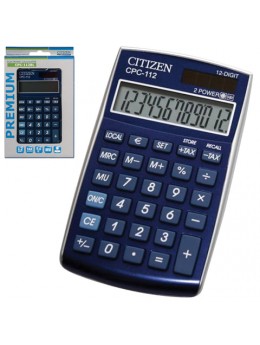 Калькулятор CITIZEN карманный CPC-112BLWB, 12 разрядов, двойное питание, 120х72 мм, синий Калькулятор CITIZEN карманный CPC-112BLWB, 12 разрядов, двойное питание, 120х72 мм, синий