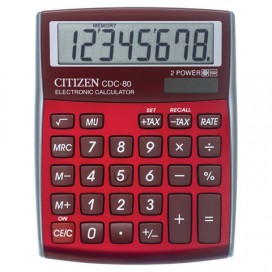 Калькулятор настольный CITIZEN CDC-80RDWB, МАЛЫЙ (135х109 мм), 8 разрядов, двойное питание, БУРГУНДИ