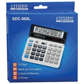 Калькулятор настольный CITIZEN SDC-868L, МАЛЫЙ (152х154 мм), 12 разрядов, двойное питание