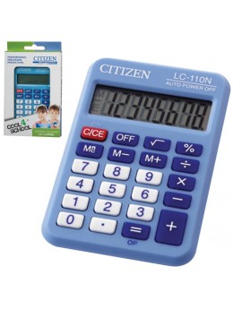 Калькулятор карманный CITIZEN LC-110NRBL, МАЛЫЙ (89х59 мм), 8 разрядов, двойное питание, СИНИЙ Калькулятор карманный CITIZEN LC-110NRBL, МАЛЫЙ (89х59 мм), 8 разрядов, двойное питание, СИНИЙ