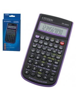 Калькулятор инженерный CITIZEN SR-260NPU (154х80 мм), 165 функций, 10+2 разряда, питание от батарейки, ФИОЛЕТОВЫЙ
