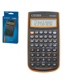 Калькулятор инженерный CITIZEN SR-260NOR (154х80 мм), 165 функций, 10+2 разряда, питание от батарейки, ОРАНЖЕВЫЙ, SR-260NPU