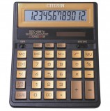 Калькулятор настольный CITIZEN SDC-888TIIGE Gold (203х158 мм), 12 разрядов, двойное питание, ЗОЛОТОЙ