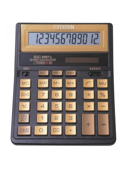 Калькулятор настольный CITIZEN SDC-888TIIGE Gold (203х158 мм), 12 разрядов, двойное питание, ЗОЛОТОЙ