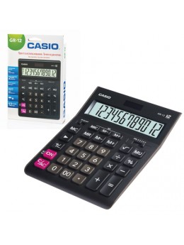 Калькулятор настольный CASIO GR-12-W (209х155 мм), 12 разрядов, двойное питание, европодвес, черный, GR-12-W-EP